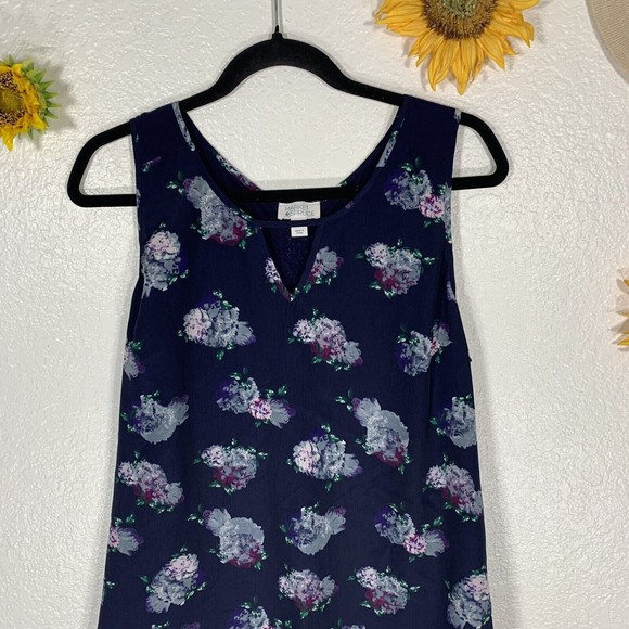 Market and Spruce Women Blue Floral Tank Top size Large - Picture 6 of 11
